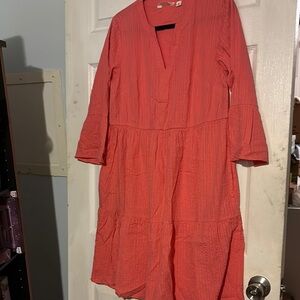 Coral Destination 365 Regular Seersucker Knee-Length Dress A633133